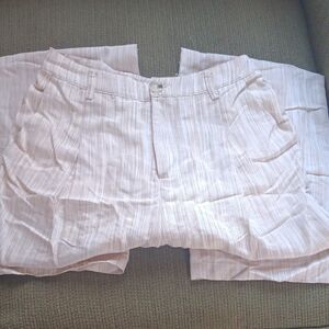 Le Lis Cream and Tan Striped Wide Leg Pants